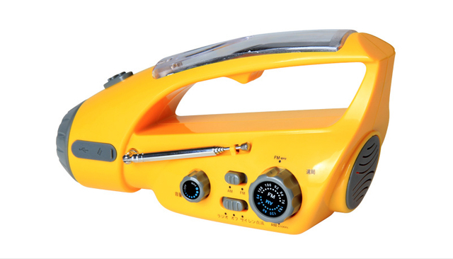 Batterie Rechargeable multifonctionnelle LED d'urgence/solaire/Radio d'agitation manuelle/alarme Flash/lampe torche