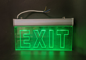 Panneau de sortie de secours en cas d'incendie, panneau de sortie à LED, lumière verte de sécurité d'urgence avec panneau transparent ou autocollant en PVC