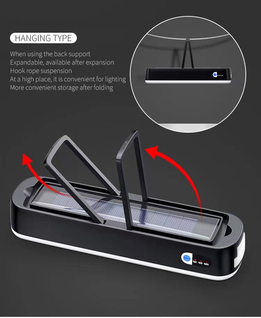 Lampes solaires à LED d'urgence rechargeables multifonctionnelles portables personnalisées 